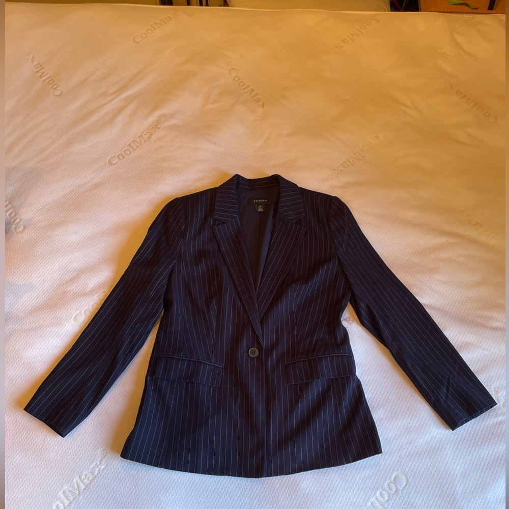 Halogen Navy Strip Blazer